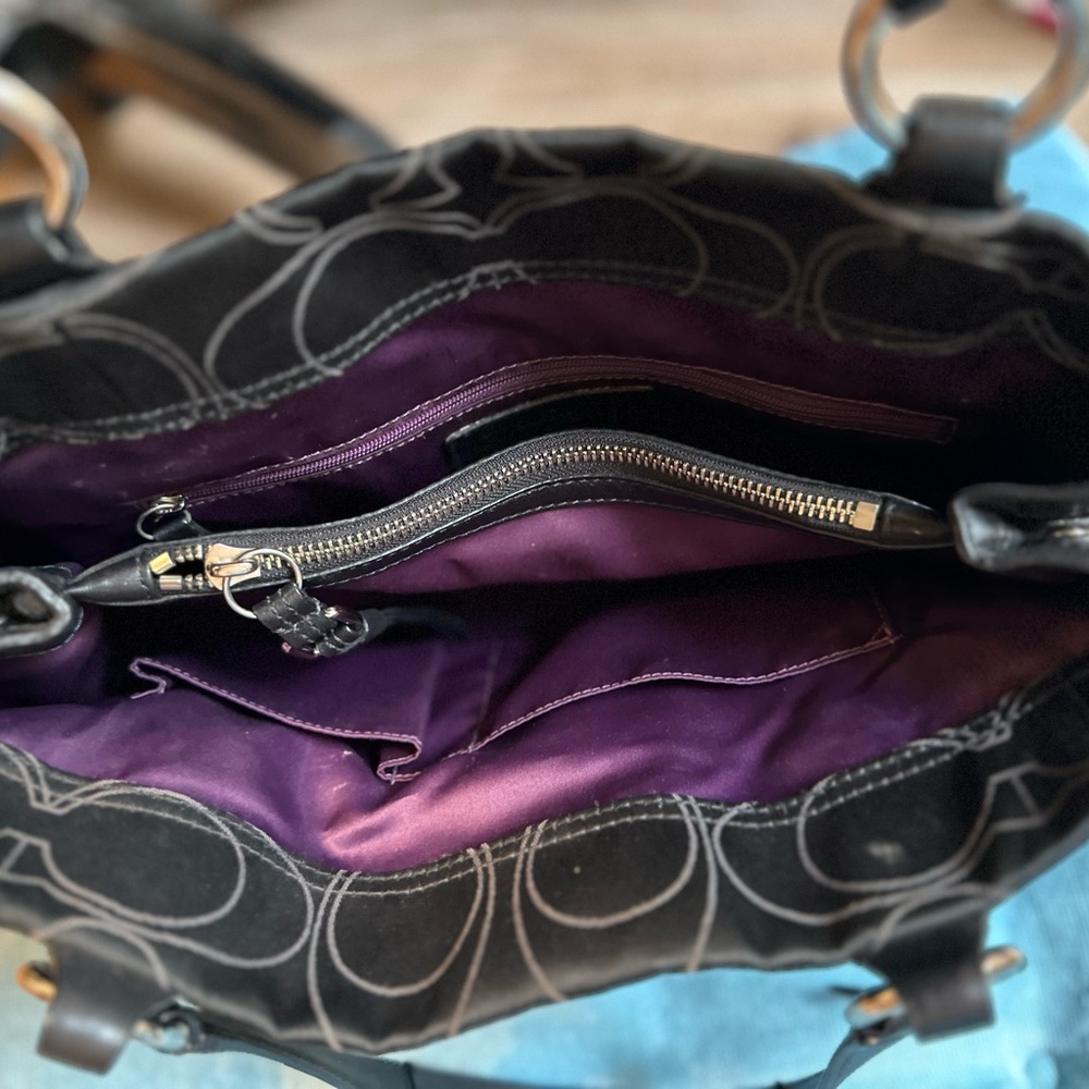 Coach Y2K 15402 Mia Black Signature Satin Shoulder Bag with Silver Accents - Picture 6 of 16